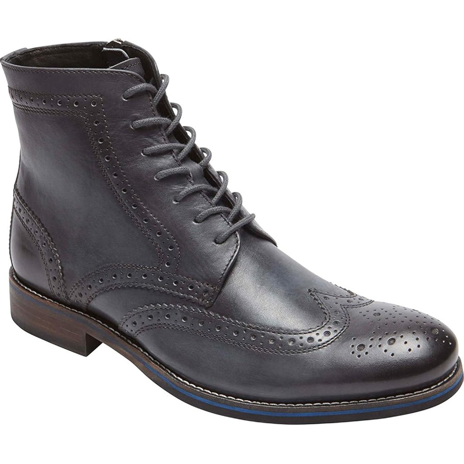 rockport mens wyat wingtip boot,dark shadow full grain leather